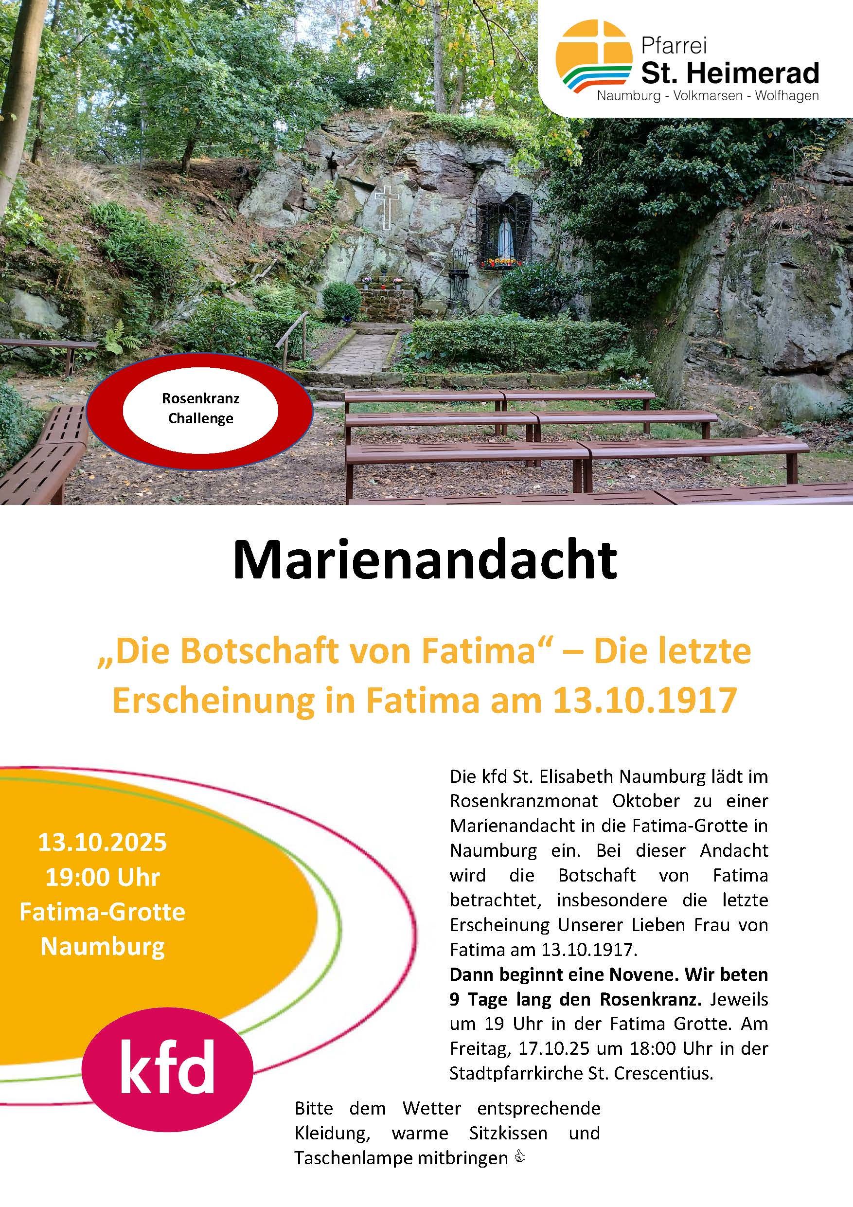 Marienandacht Fatima Grotte